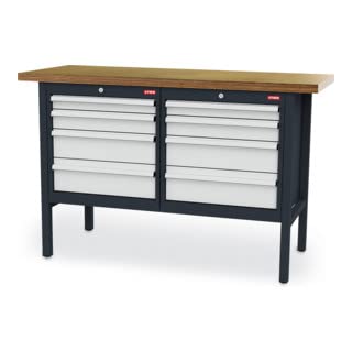 STIER Kastenwerkbank 8 Schubladen 80 kg Tragkraft je Schublade Profi-Werkbank