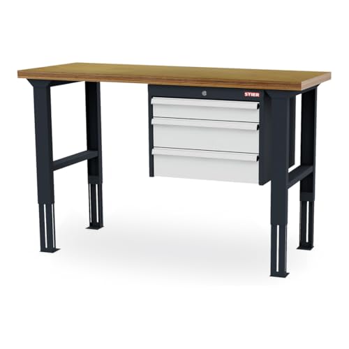 STIER Höhenverstellbare Werkbank mit 1x100 2x150 mm Schubladen BxTxH