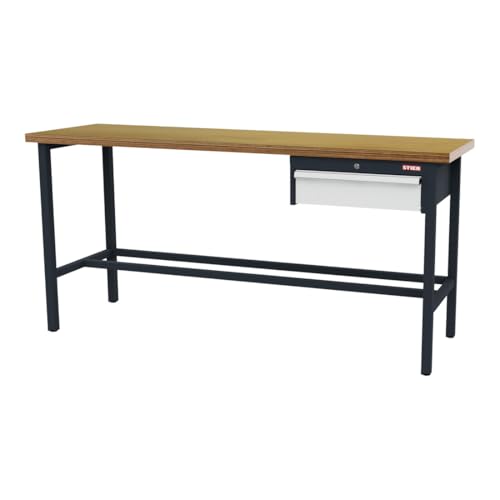 STIER Werkbank mit 1x150 mm Schublade BxTxH 2000x600x960 mm RAL 7016 / RAL 7035