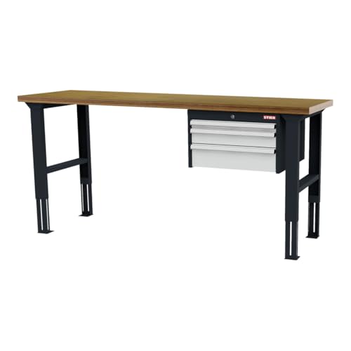 STIER height-adjustable workbench with 1x50 1x100 1x150 mm drawers WxDxH
