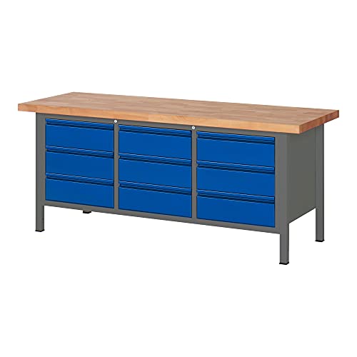 STIER Höhenverstellbare Werkbank Premium mit 1 Schublade BxTxH 1500x700x840-1040mm anthrazitmetall / RAL 5010