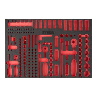 STIER soft foam insert (EVA) for socket wrench set 179-piece empty for