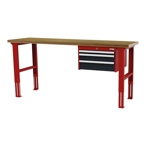 STIER height-adjustable workbench with 1x50 1x100 1x150 mm drawers WxDxH
