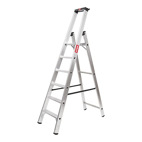 STIER Stepladder Premium 4 steps one-sided access, aluminum safety stepladder, multi-purpose ladder