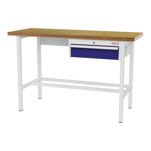 STIER Werkbank mit 1x150 mm Schublade BxTxH 1500x600x960 mm RAL 3020 / RAL 7016