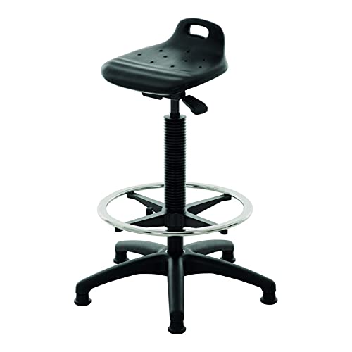 STIER Stehhilfe mit Gleitern und Fußring Sitzhöhe 640-890mm PU-Sitz mit Tragegriff
