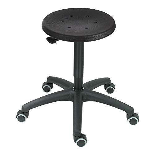 STIER work stool with double castors, height-adjustable seat height 420-610 mm