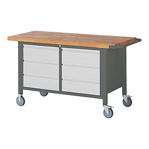 STIER Mobile Workbench Premium with 6 drawers WxDxH 1250x700x880 mm