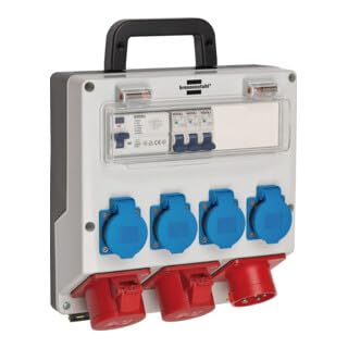Wandverteiler 400V/16A IP44 3x LS 230V/16 A, 1xFI 40 A 4-polig 30mA