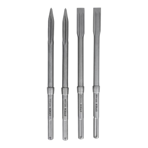 STIER SDS-max chisel set, 4 pieces, 400 x 25 mm / 400 mm