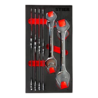 STIER double open-end wrench set SW 6 - 32 mm 12-piece in soft foam insert