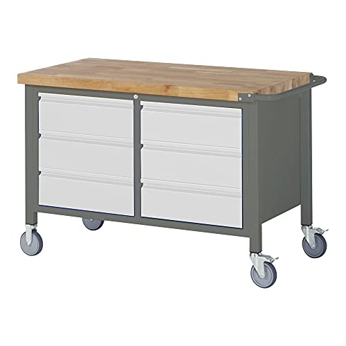 STIER Mobile Workbench Premium with 6 drawers WxDxH 1250x700x880 mm