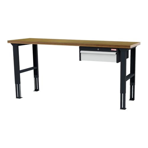 STIER Höhenverstellbare Werkbank mit 1x150 mm Schublade BxTxH 2000x600x760-1060