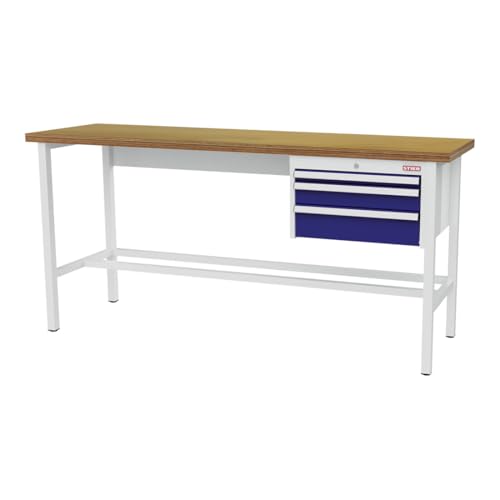 STIER Werkbank mit 1x50 1x100 1x150 mm Schubladen BxTxH 2000x600x960 mm RAL 7035
