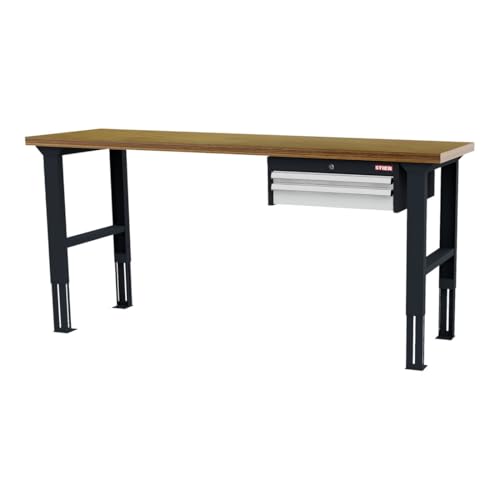 STIER Height-adjustable workbench with 1x50 1x100 mm drawers WxDxH