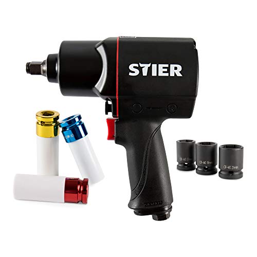 STIER Druckluft Schlagschrauber 17-BBS Satz 8-teilig max. Lösemoment 1.756 Nm