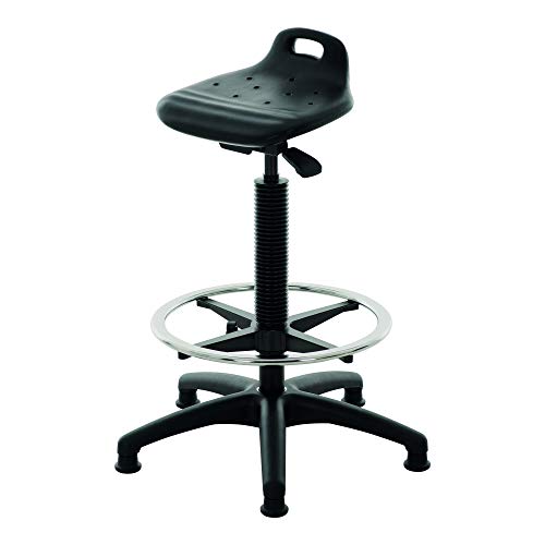 STIER Stehhilfe mit Gleitern und Fußring Sitzhöhe 640-890mm PU-Sitz mit Tragegriff