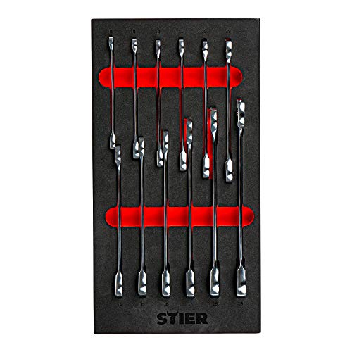 STIER combination ratchet wrench set SW 8 - 19 mm 12-piece made of