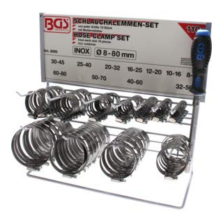 BGS Schlauchklemmen-Sortiment INOX auf Tafel 111-tlg.