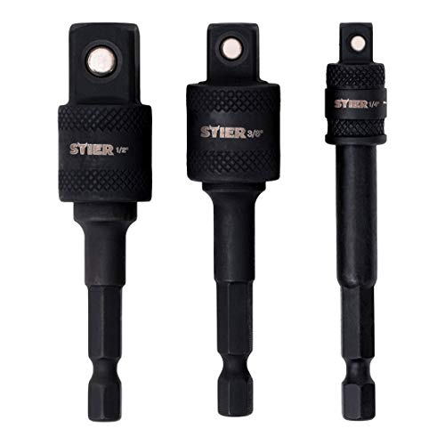 STIER bit adapter set 3-piece 1/4 sockets 3/8 and 1/2 inch socket wrench