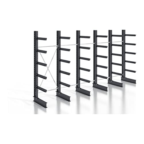 STIER cantilever rack, screwable, one-sided, 5 bays with 5 levels, 6400x3550x800mm