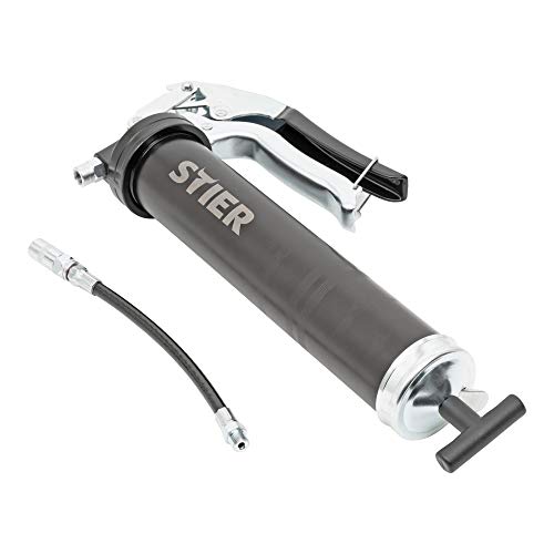 STIER Einhand-Fettpresse mit Nylonschlauch Arbeitsdruck 410 bar Schmierpresse
