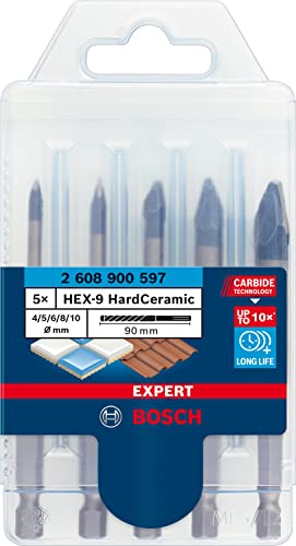 Bosch EXPERT HEX-9 HardCeramic Bohrer-Set 4/5/6/8/10mm 5-tlg. für Dreh- und