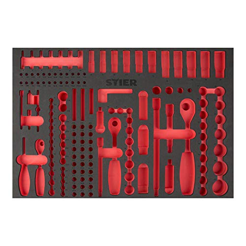 STIER soft foam insert (EVA) for socket wrench set 179-piece empty for