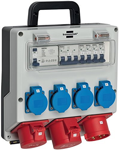 Wandverteiler 4/32 IP44 4x LS 230V/16 A, 1xLS 400V/16 A, 1xFI 40 A 4-polig 30mA