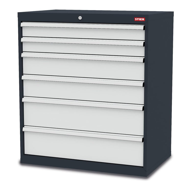 STIER drawer cabinet with 6 drawers WxDxH 900x575x1020 mm RAL 7016 / RAL