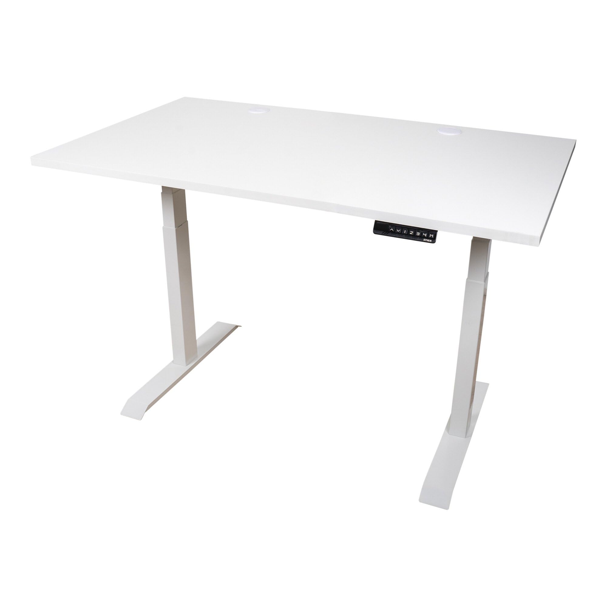 STIER Elektrisch höhenverstellbarer Schreibtisch TSR 120x80cm weiß/weiß mit