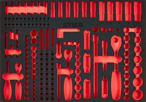 STIER soft foam insert (EVA) for socket wrench set 179-piece empty for