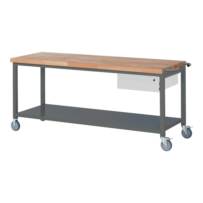 STIER Mobile Workbench Premium with 1 drawer and storage shelf WxDxH 750x700x880 mm