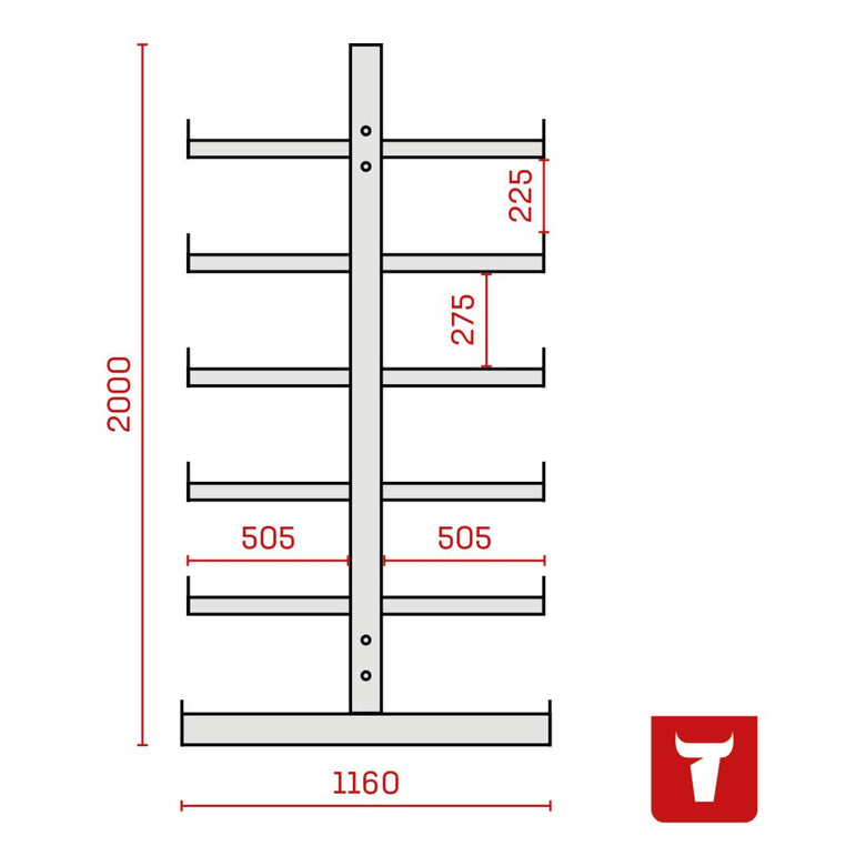 STIER cantilever rack double-sided 5 levels storage rack with various field numbers