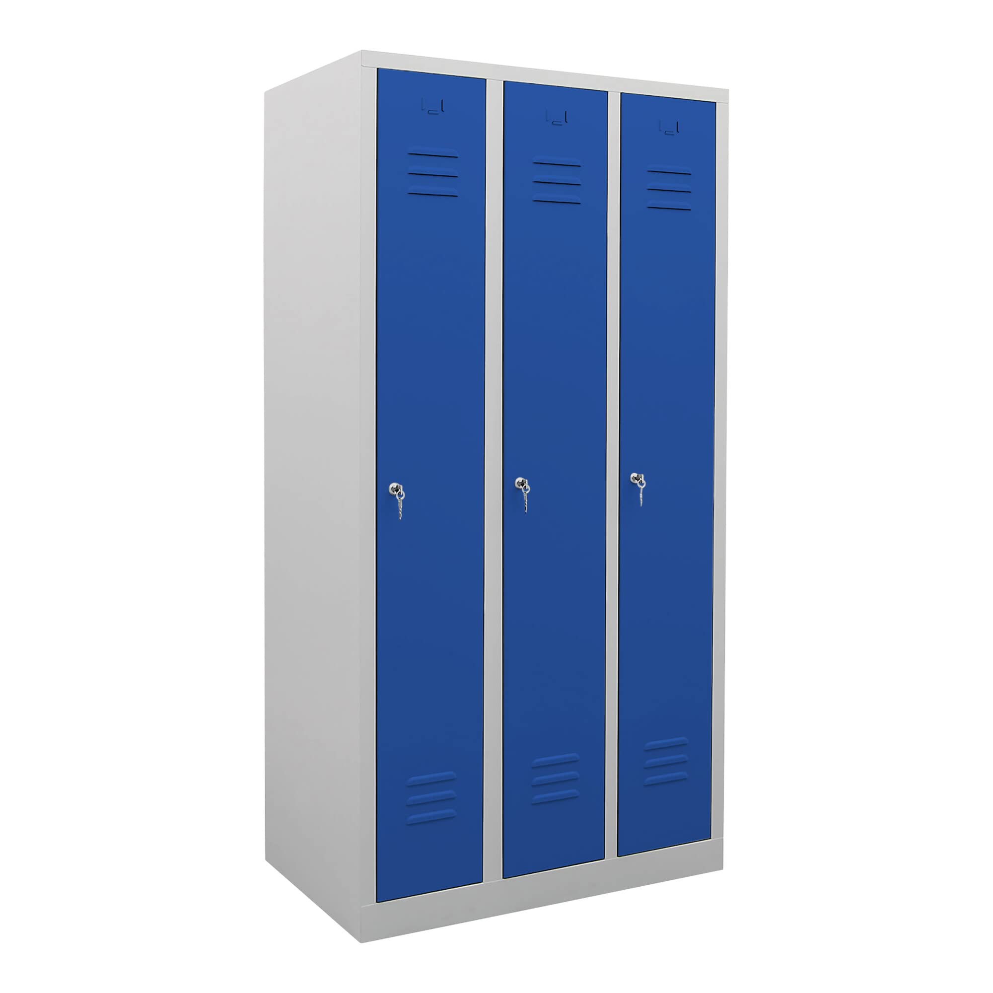 STIER Garderobenspind 3 Abteile Maße 1800 x 870 x 500 mm enzianblau abschließbar