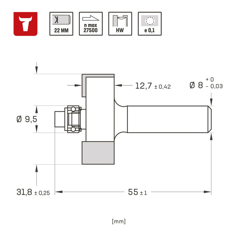 STIER folding cutter D32 x L12.7 x S8 mm HM (HW)