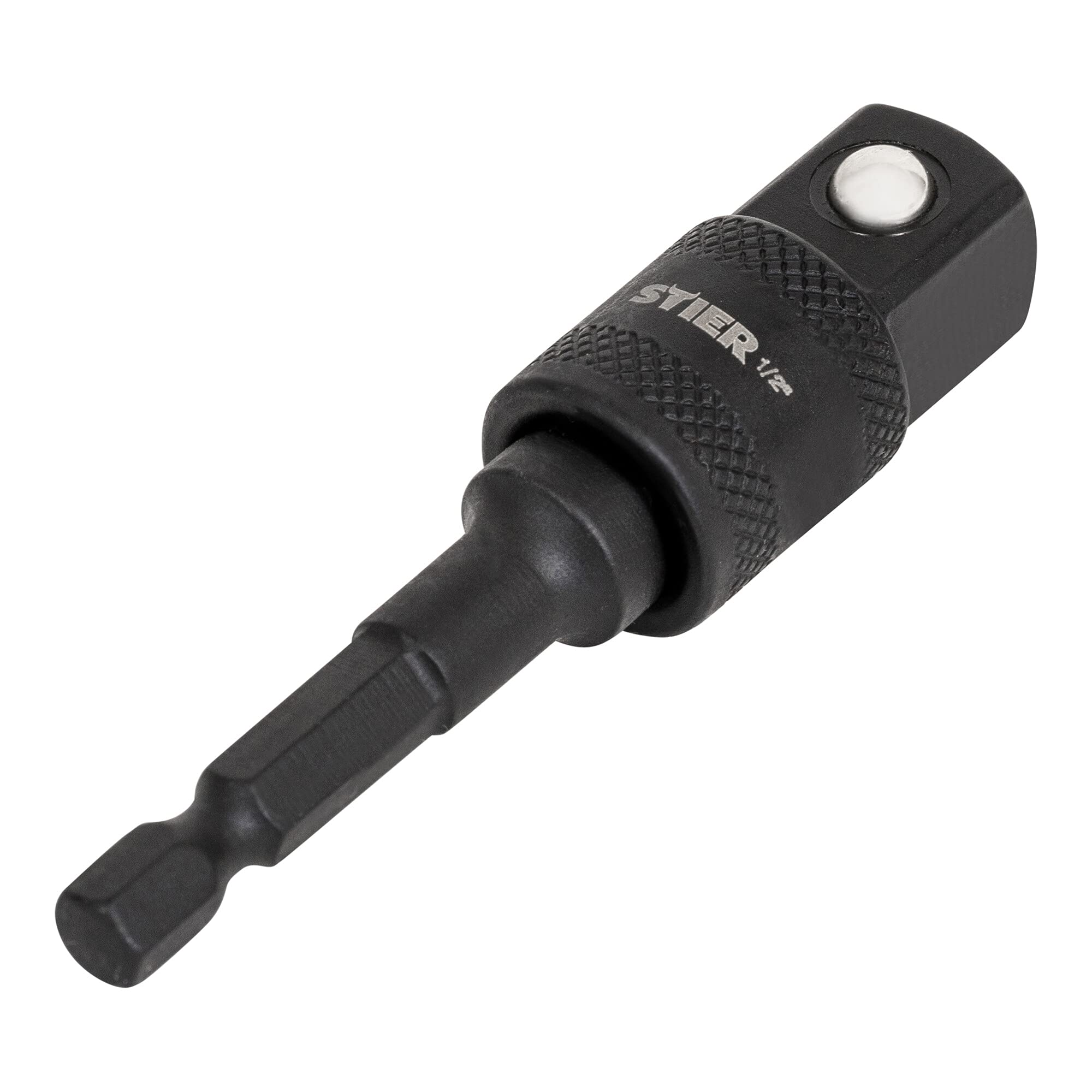 STIER Bit Adapter, 1/4 Zoll Antrieb, Vierkant hohl, Aufnahme von Steckschlüssel-Einsätzen, Stecknüsse, Schnellverschluss-System für Bohrmaschinen und Schrauber geeignet, Stecknuss Adapter