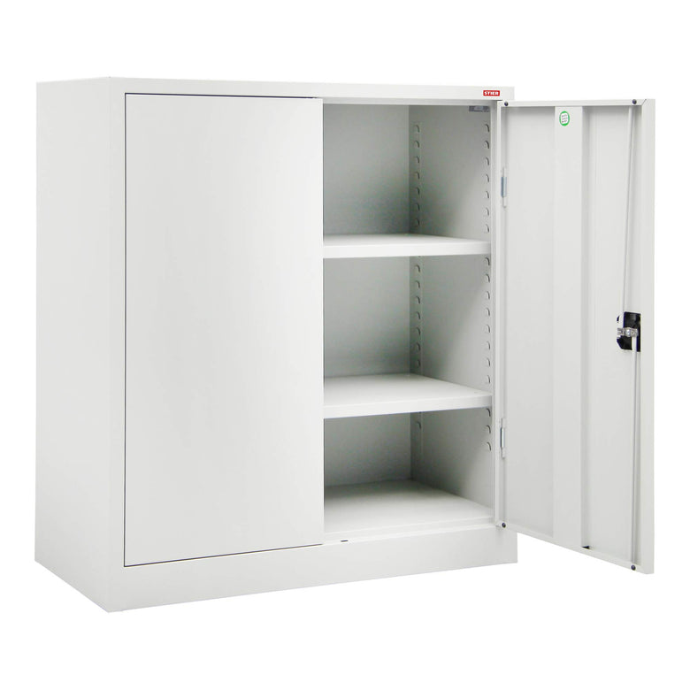 STIER side cabinet with 2 shelves, light grey, welded, various sizes