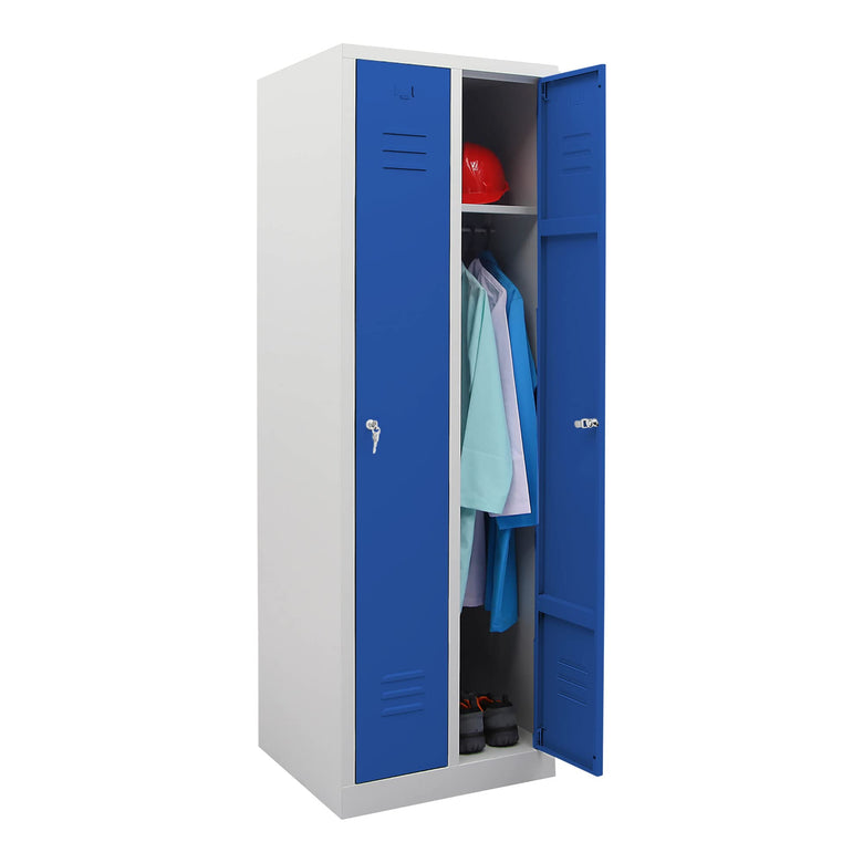 STIER wardrobe locker 2 compartments dimensions 1800 x 590 x 500 mm gentian blue lockable