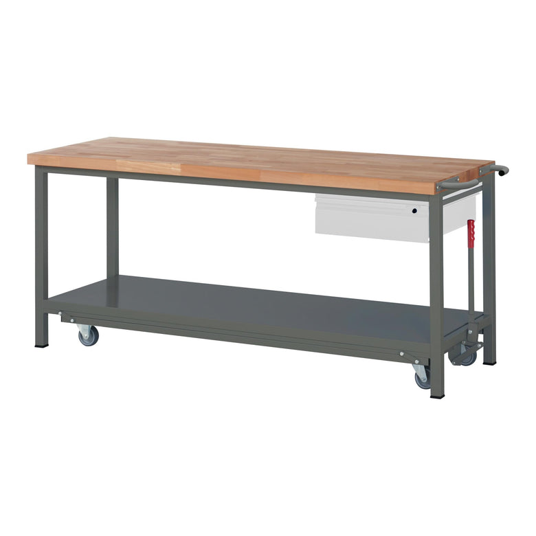STIER Werkbank Premium mit abs. Fahrgestell und 1 Schublade BxTxH 2000x700x880