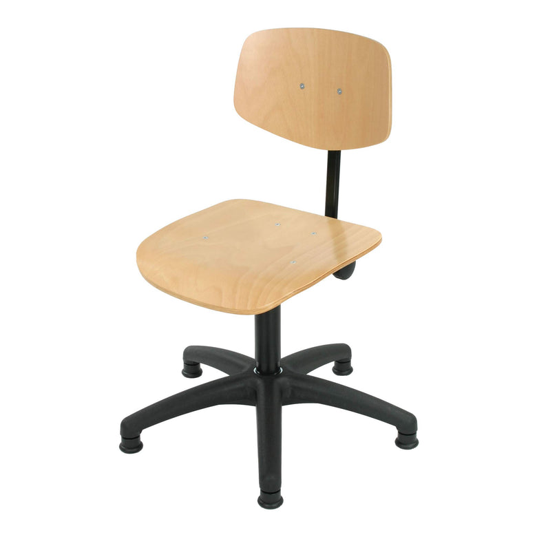 STIER work chair with glides, seat height 420-610 mm, natural beech