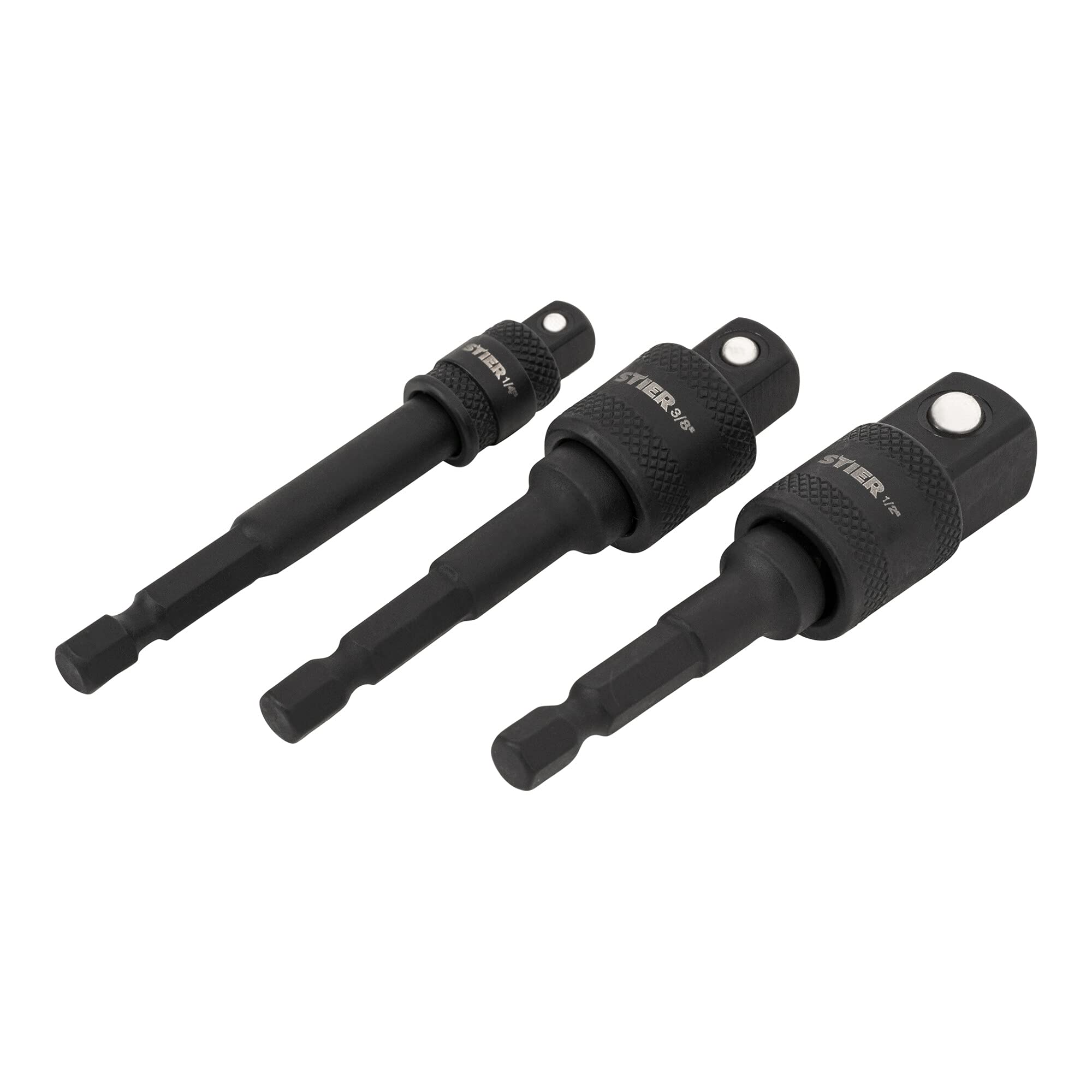 STIER bit adapter set 3-piece 1/4 sockets 3/8 and 1/2 inch socket wrench