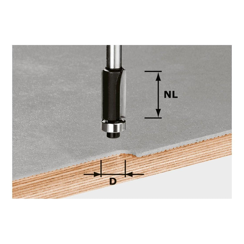 Festool Bündigfräser HW Schaft 8 mm D12,7/NL25 (mit Anlaufkugellager)