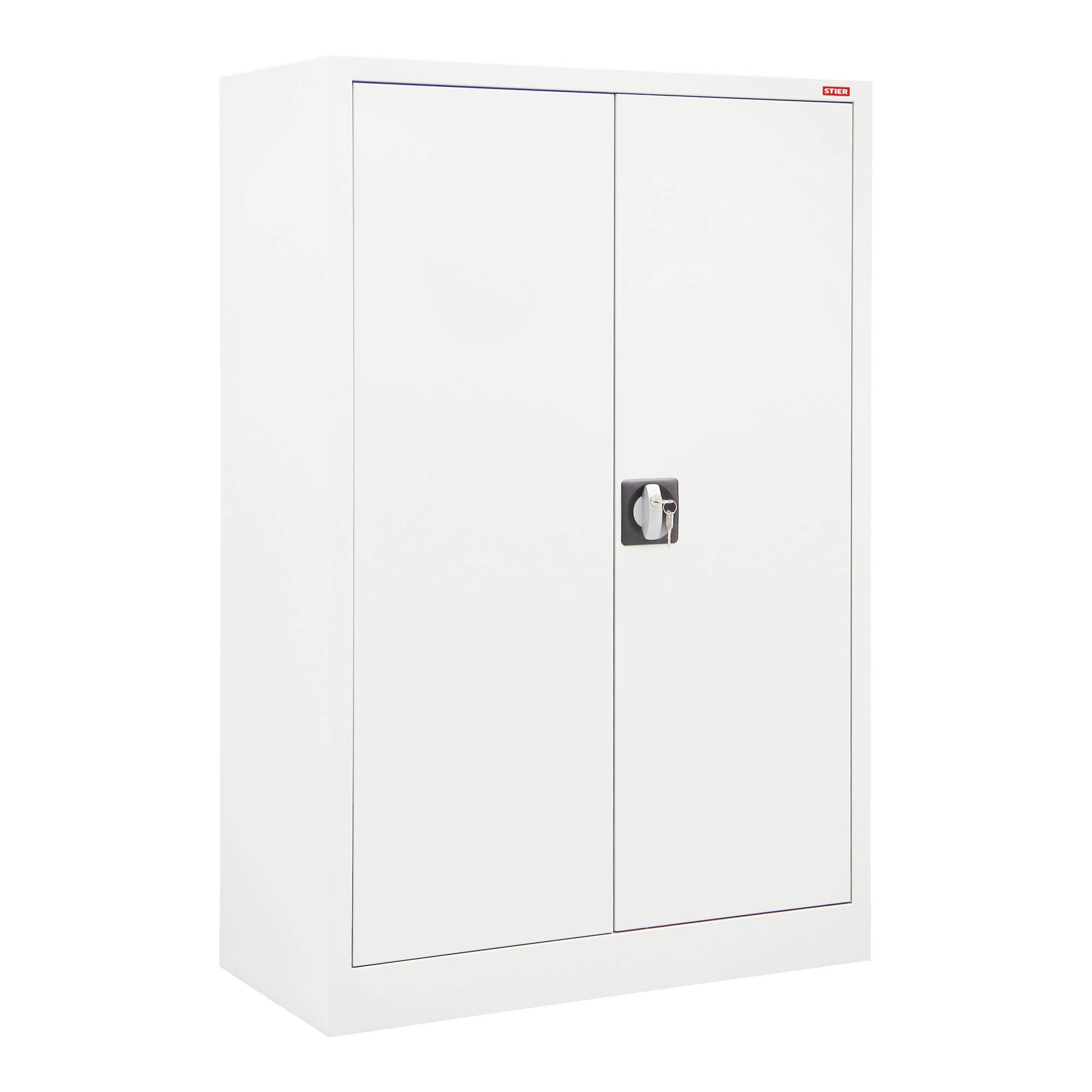 STIER side cabinet with 2 shelves, light grey, welded, various sizes