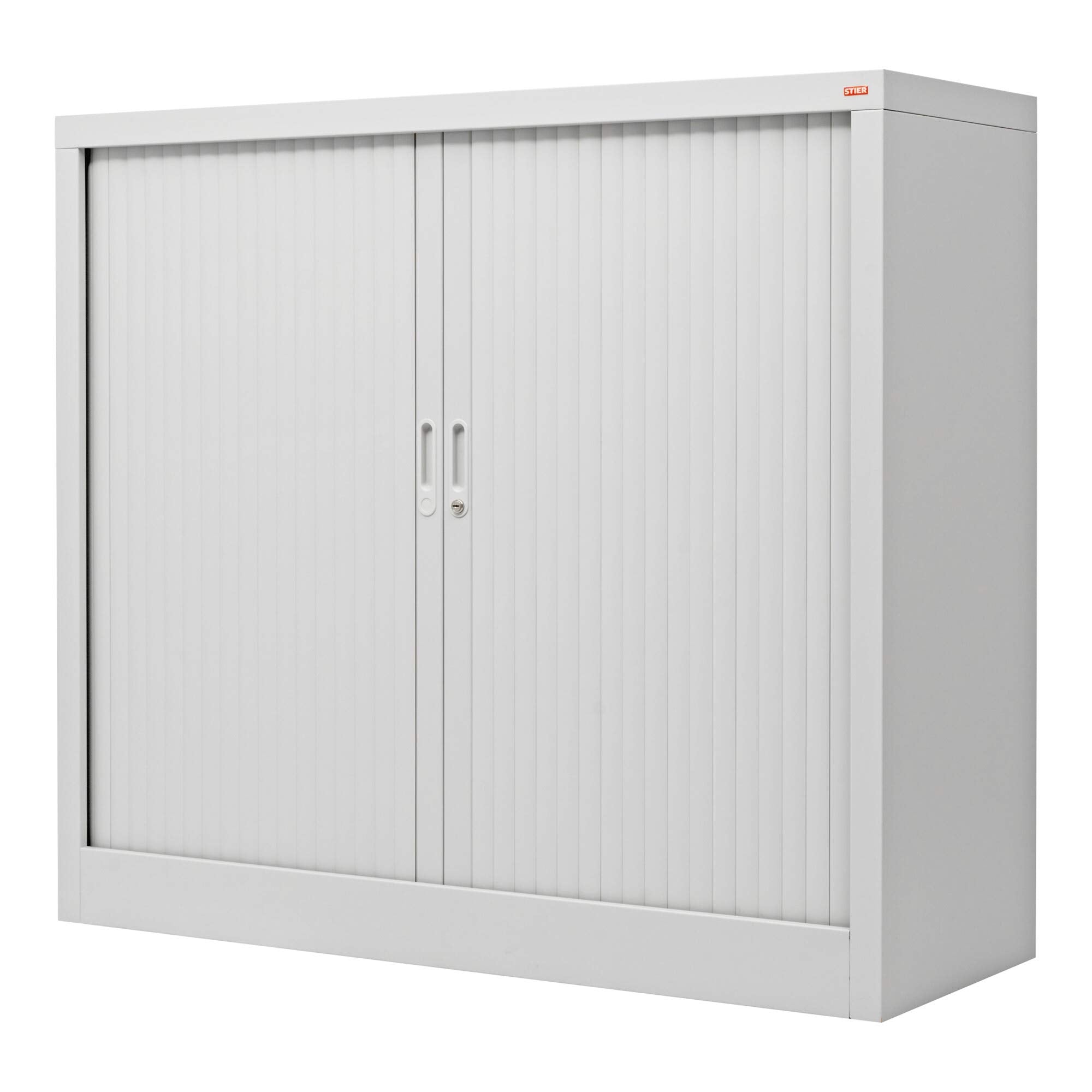 STIER roller shutter cabinet with 2 to 3 shelves various sizes light grey