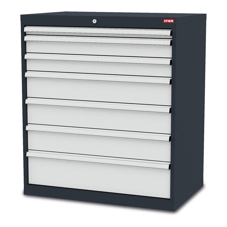 STIER Schubladenschrank mit 7 Schubladen BxTxH 700x575x1020 mm inkl. Einteilungsset