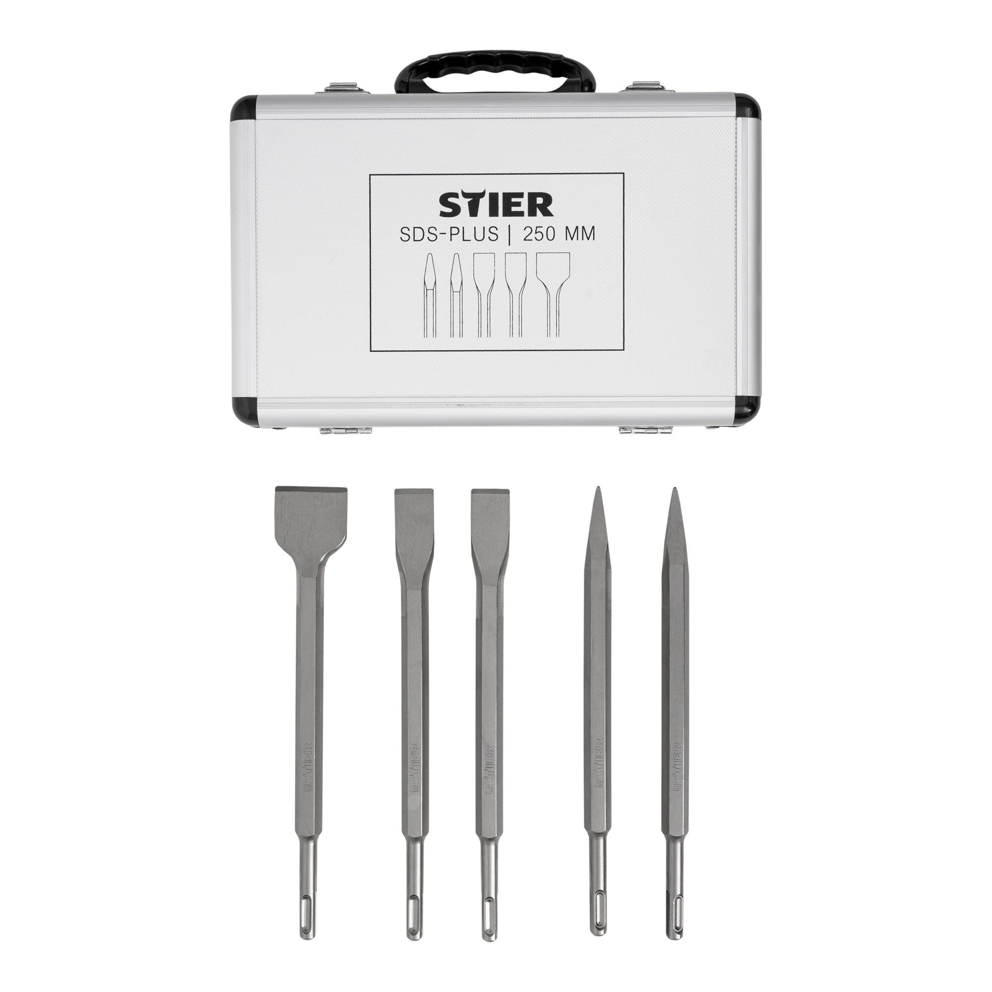STIER SDS-Plus chisel set, 5 pieces, 250 mm