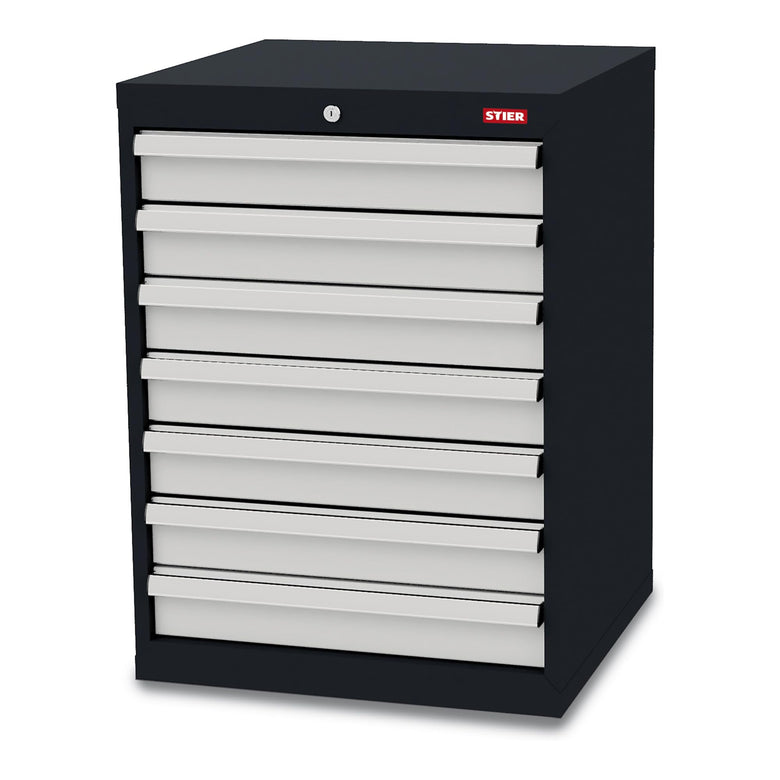 STIER drawer cabinet with 7 drawers WxDxH 600x575x820 mm RAL 7016 / RAL