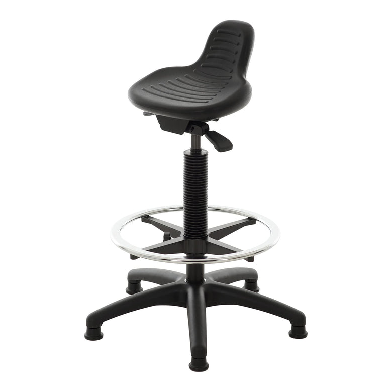 STIER Stehhilfe mit Gleitern und Fußring Sitzhöhe 640-890 mm PU-Sitz mit