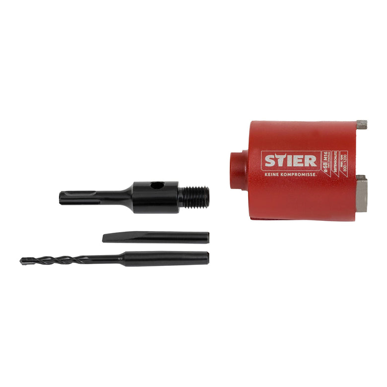 STIER Dosensenker-Satz M16 SDS | 68 mm | für Steckdosen und Verteilerdosen | hohe Haltbarkeit | Bohrkrone | Dosenbohrer